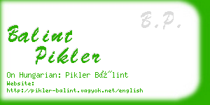 balint pikler business card